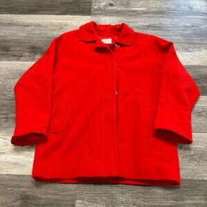 Vintage 80s Pendleton Red Women's Petite XL Wool Collared Pea Coat Made in U.S.A